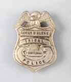 Coeur D'Alene Tribal Police, Tensed, Idaho Badge, shield shape with full spread eagle crest, 2 5/8