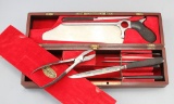 Vintage, Cased Surgical Kit with Bone Saw and nine other surgical tools in fitted box made by G. Tie