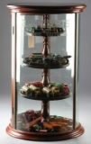 Outstanding curved glass and wooden, vintage Table Model Showcase, advertising 