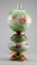 Victorian hand painted, Gone With the Wind Lamp, circa 1890s on cast iron base, green floral design,