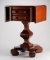 Early Empire style 2-drawer mahogany pedestal, drop leaf Sewing Stand, in excellent finish and condi