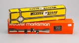 Group of two Rifle Scopes, to include;  (1) Weaver K-4, used in Weaver box.  (2) Weaver K-4, new in