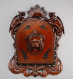 Extremely ornate, early Victorian walnut hanging Wall Pocket, 22