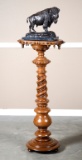 Very unique antique oak Bronze Pedestal with unusual spiral pedestal, 17