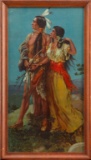 Framed vintage Lithograph of Indian Brave & Maiden, 12