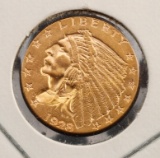 American Gold $2.50 Gold Piece, Indian Head, dated 1928, AU condition.