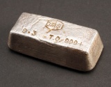 Solid Silver Bar, 9.3 OZ of 999+ silver, bar measures 2 1/2