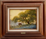 From the late Alva Stem Collection, an original oil on Canvas by the Texas artist John Barger, (b. 1