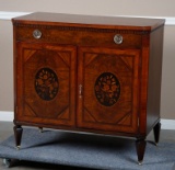 Antique satin wood marquetry inlaid, Linen Press, circa 1915, with three separate pull out drawers b