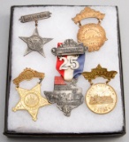 Collection of five Suspension Pin Badges to include: (1) A Five Point Star with bar, marked Houston,