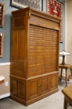 Beautiful antique 2-piece, multi-drawer, oak roll front Collectors Case, 7 ft. 8