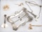 A collection of six antique items to include: Gold and mother of pearl Stick Pins, two silver & gold