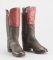 Pair of Civil War Era Child's Tall Top Boots, made at the time of no right or left shoe, 10