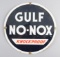 Vintage round raised porcelain Advertising Sign for Gulf No-Nox Knockproof, good condition with norm