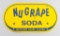 Vintage oval oblong, raised porcelain Advertising Sign for NuGrape Soda, marked near bottom right 