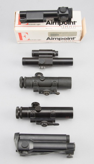 Group of five Pistol Scopes to include:  One Colt;  Two Aimpoints; One Norinco;  And one Action Arms