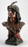 Antique chalk Saloon / Cigar Store Indian Bust titled 