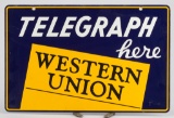 Extremely fine condition, double side, raised porcelain Advertising Sign for Western Union, 11