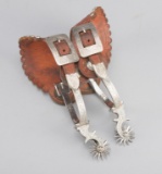 Fancy pair of single mounted, full engraved Spurs by Arizona Bit & Spur Maker Ron Bliss, real qualit