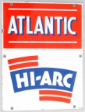 Vintage raised porcelain Advertising Sign for Atlantic Hi-Arc, 13