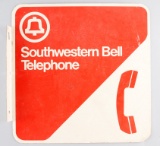 Vintage painted tin Advertising Sign for Southwestern Bell Telephone, double side, flanged, 18