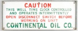 Vintage raised porcelain Sign for Continental Oil Co., in galvanized metal frame, 10 5/8