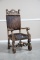 Oversized, ornate oak Arm Chair with pierced carved crest, 52 1/2