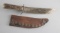 Large, bone handled Skinning Knife in leather Sheath, blade is 10 1/4