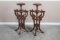 Near matching pair of antique Victorian Walnut carved Fern Stands, circa 1880s, done in a renaissanc