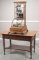 Fancy quarter sawn oak Library Table with fancy molded drawered skirt and fancy rope twist legs, cir