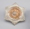 Leavenworth, Kansas Police Badge, ornate 6-point star, 2 3/4