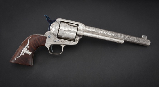 Cattle Brand engraved Colt SAA Revolver, SN 343744, First Generation, .44-40 caliber, 7 1/2" barrel,