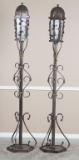 Fabulous matched pair of custom, hand made Bronze Grand Entry Floor Lamps, made by noted Texas Artis