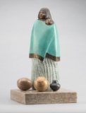 Very interesting Bronze Sculpture by noted artist Doug Hyde (#6 of 21), of Indian Woman & Child with