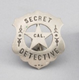 Secret Detective, Cal. Badge, shield with cut out star, 2 1/8