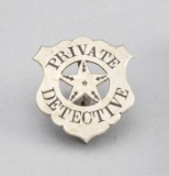 Private Detective Badge, shield with cut out star center, 1 3/4
