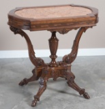 Beautiful Victorian, marble top Table, circa 1870, with very unique, unusual style and beautiful han