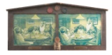 Unique vintage, double framed Gambling Dogs Prints in original wooden frame, print on left side is t