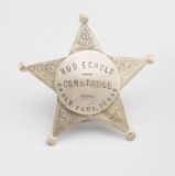 Bud Echols, Constable, Eagle Fort, Texas Badge, 5-point ball star, 2 5/8