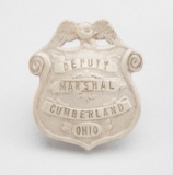 Deputy Marshal, Cumberland, Ohio Badge, shield with eagle crest, 2 1/8