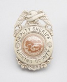 Deputy Sheriff, Licking County, Ohio Badge, J. Davis etched on banner, shield with eagle crest, 2 5/