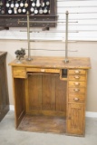 Early oak Watch Makers Bench, with 6 drawers and storage door, 39 1/2