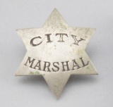 City Marshal Badge, 6-point star, stock, 2 1/4