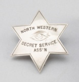 North Western, Secret Service Ass'n Badge, 6-point star, 2 1/8