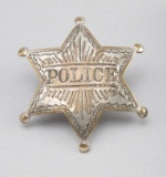 Police Badge, 6-point ball star, stock, 2 5/8