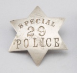 Special Police, #29, Badge, 6-point star, 2 1/2