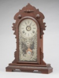 Walnut case Kitchen Clock, manufactured by E.N. Welch, circa 1890s, 8-day time & strike with alarm,