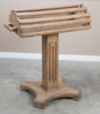 Unique custom made wooden pedestal Saddle Stand with footed base, 40