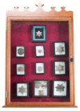 Walnut, hanging Badge Display Case with full length glass door, excellent condition, George carried