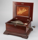 Stella Music Box, circa 1915, in polished mahogany case, plays 9 1/2